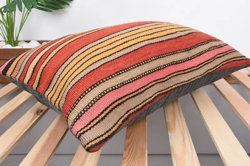 Cozy Throw Pillow Cover, Kilim Cushion Sham, Pillow Sham, Pillow for Sofa, 16x24 Red Pillow Sham, Boho Pillow, Office Chair Cushion - 6