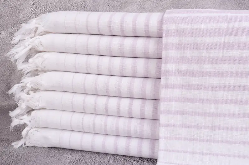 Handtuch aus Bio-Baumwolle, gestreift, Beige, 40 x 69 Zoll