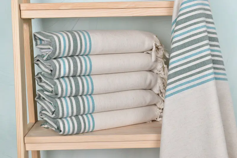 Bridesmaid Gift Towel Dark Green-Petrol Blue Linen, 40x71 Inches