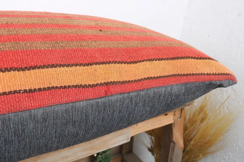 Kilim Cushion Sham, Bed Cushion Case, Comfy Throw Cushion, 16x36 Red Pillow Sham, Turkish Kilim Pillow, Vintage Pillow, Cushion Cover - 6