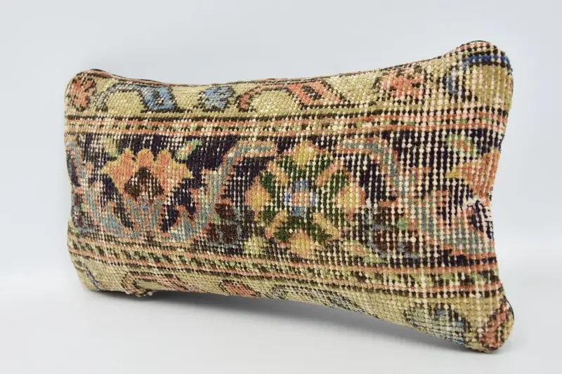 Kanepe için Yastık, Vintage Kilim atma Yastığı, 8x16 Bej Yastık Kılıfı, Yastık Örtüsü, Anatolian Yastık Kapağı, At Kilim Yastığı, Vintage Yastık - 4