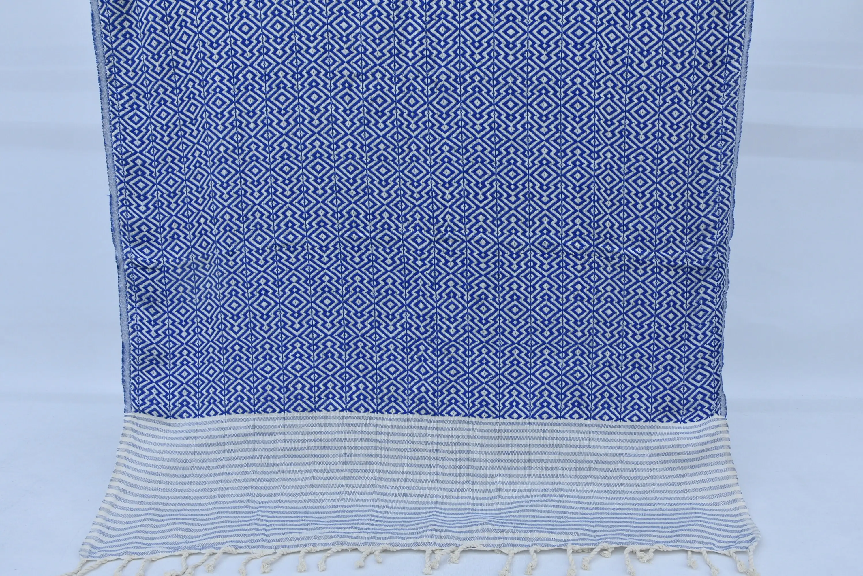 Beach Towel Turkish Cotton Diamond Design Sax Blue, 40x78 Inches - 1