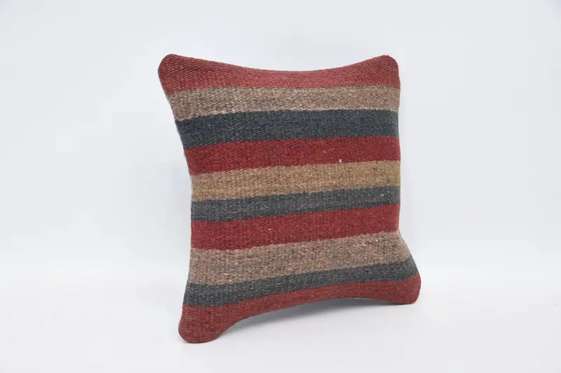 Seat Cushion Case, Pillow Case, Interior Designer Pillow, Turkish Kilim Pillow, Kilim Rug Pillow Case, Kilim Pillow Cover, 12x12 Blue Cushion - 3