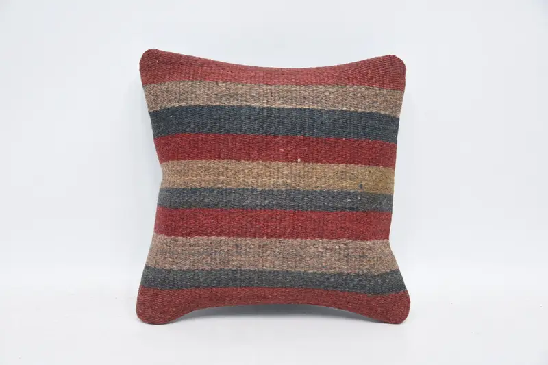 Seat Cushion Case, Pillow Case, Interior Designer Pillow, Turkish Kilim Pillow, Kilim Rug Pillow Case, Kilim Pillow Cover, 12x12 Blue Cushion - 1