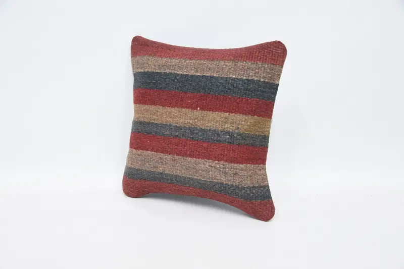 Seat Cushion Case, Pillow Case, Interior Designer Pillow, Turkish Kilim Pillow, Kilim Rug Pillow Case, Kilim Pillow Cover, 12x12 Blue Cushion - 4