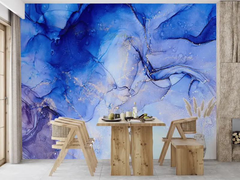 Çağdaş Gümüş Pırıltılı Mor Mermer Baskılı Duvar Kağıdı