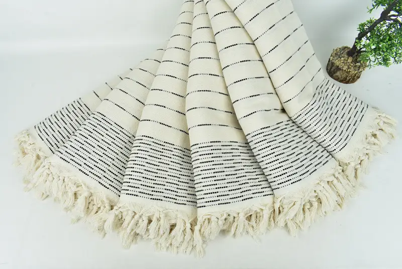 Bridal Shower Gift, Custom Blanket, Gift For Boyfriend, Organic Throw, Turkish Blanket Queen, 98x92 Cotton Striped Design Towel, Bachelorette Gifts - 4