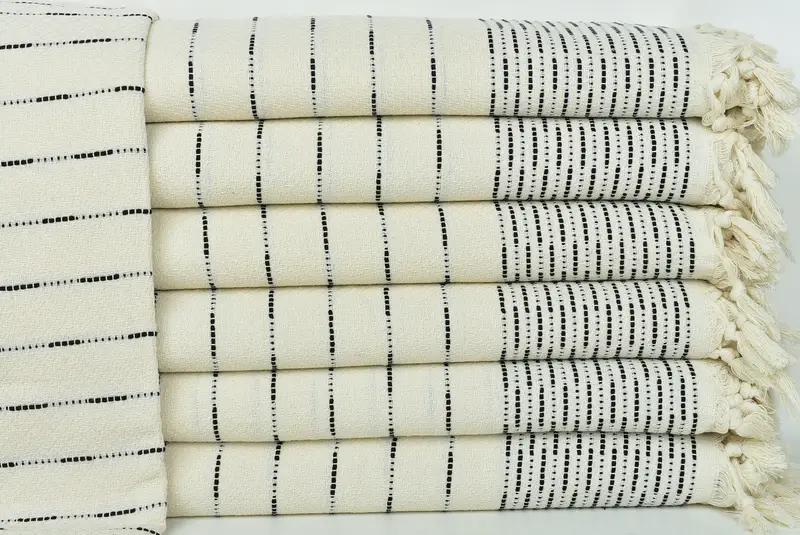 Bridal Shower Gift, Custom Blanket, Gift For Boyfriend, Organic Throw, Turkish Blanket Queen, 98x92 Cotton Striped Design Towel, Bachelorette Gifts - 1