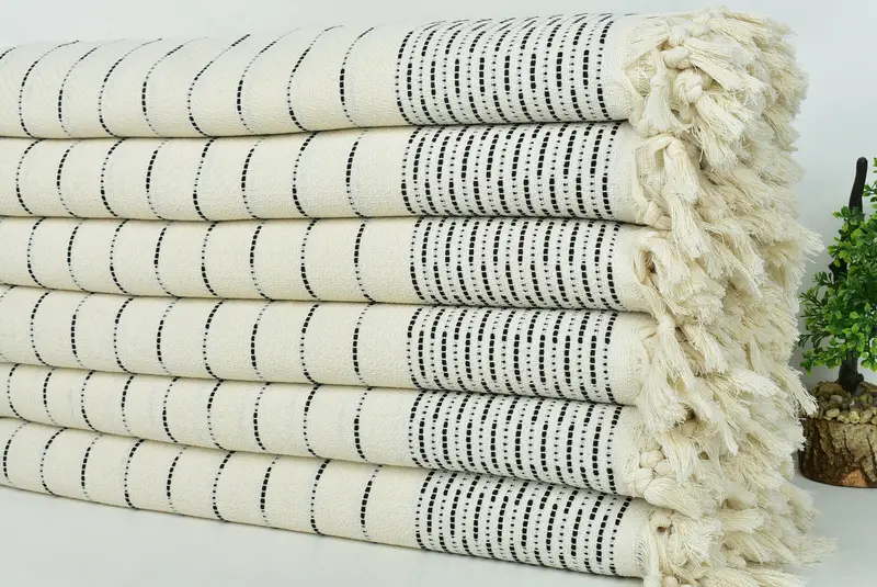 Bridal Shower Gift, Custom Blanket, Gift For Boyfriend, Organic Throw, Turkish Blanket Queen, 98x92 Cotton Striped Design Towel, Bachelorette Gifts - 3