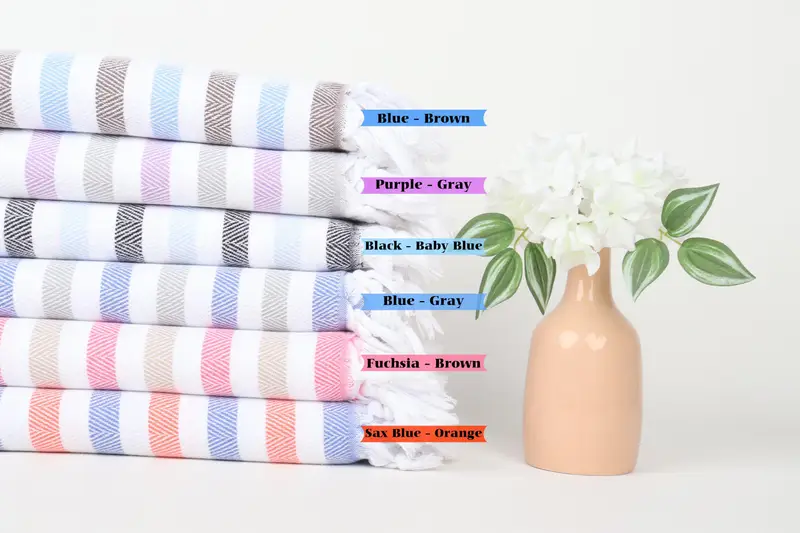 Grandma Gift, Personalized Wedding Gift, Bath towel, Organic Towel, Yoga Towel, Turkish towel, Monogrammed Turkish Towel, 64x40 Cotton Striped Towel - 1