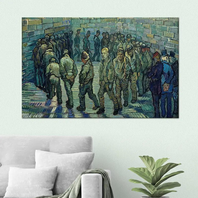 運動するヴァン・ゴッホの囚人 キャンバスプリント - 油絵の傑作