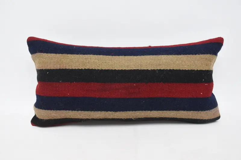 Striped Turkish Pillow Cover, 12x24 inch Blue Gift Pillow - 1