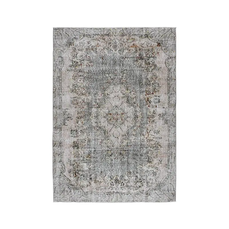 6,1x8,7 ft Teppich, türkischer Oushak-Teppich, Vintage-Teppich aus grauer Wolle mit Rand - 1