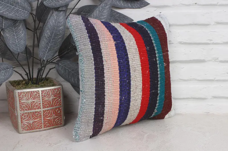Interior Designer Pillow, Retro Pillow Case, Throw Kilim Pillow, 12x12 Blue Pillow, Turkish Kilim Pillow, Pillow Cover - 4