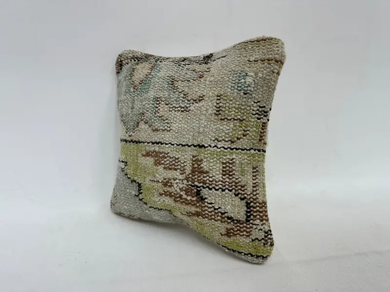 12x12 Beige Cushion Case, Ethnical Kilim Rug Pillow, Pillow Cover, Outdoor Patio Pillow Sham, Antique Pillows, Interior Designer Pillow - 4
