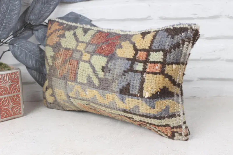 Interior Designer Pillow, Vintage Kilim Pillow Cushion Cover, Pillow Cover, Pillow for Sofa, Vintage Kilim Throw Pillow, 8x16 Blue Pillow Case - 3
