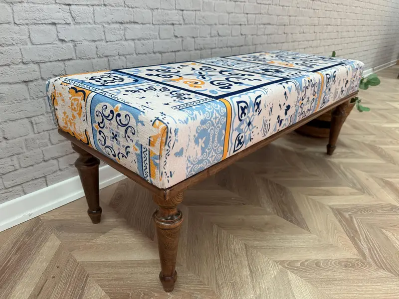 Kilimden Esinlenen Mavi & Sarı Osmanlı, Modüler Yün Karışımlı Osmanlı