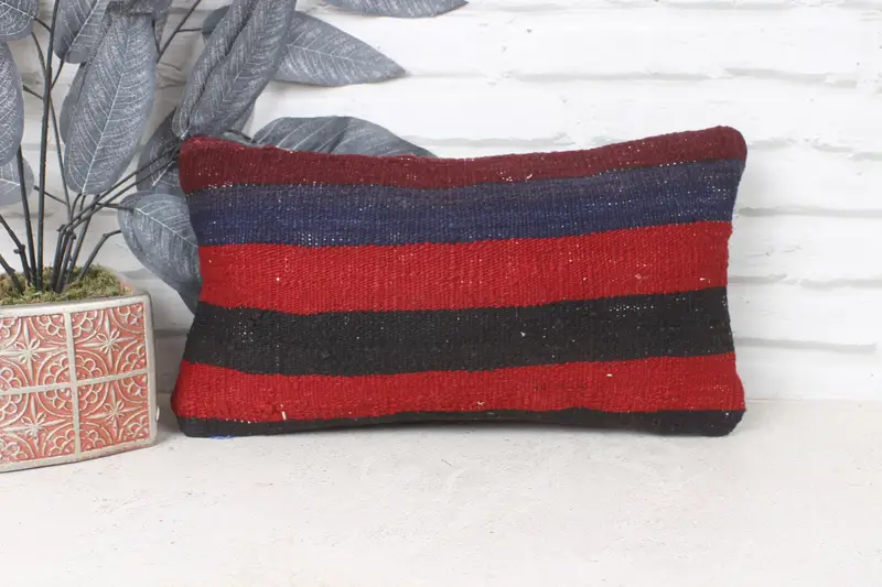 Luxury Pillow Cover, Cushion Cover, Kilim Pillow, 8x16 Red Cushion, Boho Pillow Sham Cover, Pillow for Sofa, Ethnic Pillow Cover Pillow - 1