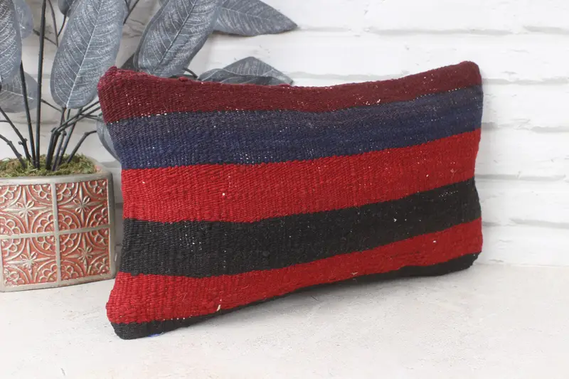 Luxury Pillow Cover, Cushion Cover, Kilim Pillow, 8x16 Red Cushion, Boho Pillow Sham Cover, Pillow for Sofa, Ethnic Pillow Cover Pillow - 4