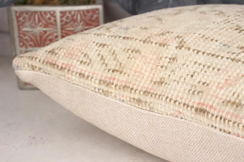 Cushion Case, Sofa Bolster Cushion, Kilim Pillow Cover, Aztec Pillow Cover, Gift Pillow, 12x12 Beige Cushion Case, Vintage Kilim Pillow - 7