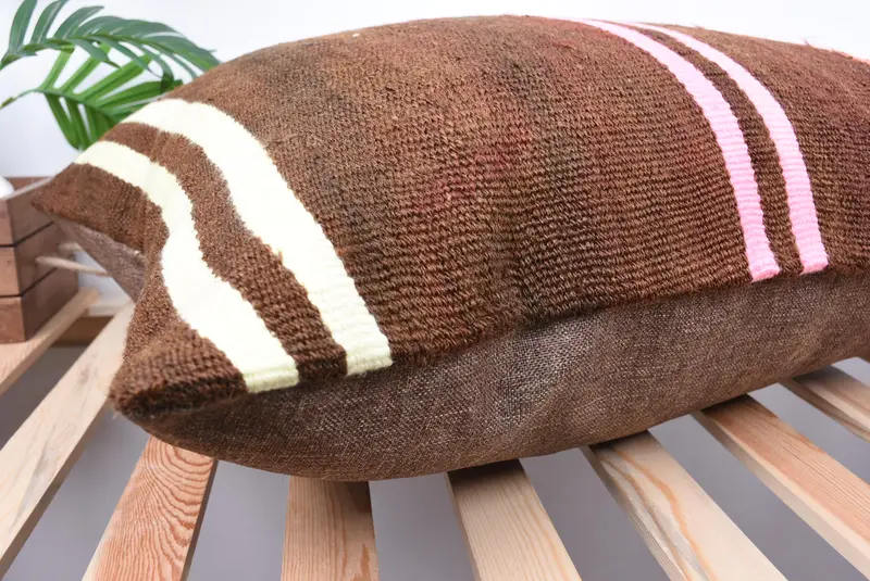 Kilim Cushion Sham, 20x28 Brown Pillow Cover, Interior Designer Pillow, Cushion, Oriental Cushion Cover, Luxury Pillow, Turkish Pillow - 6