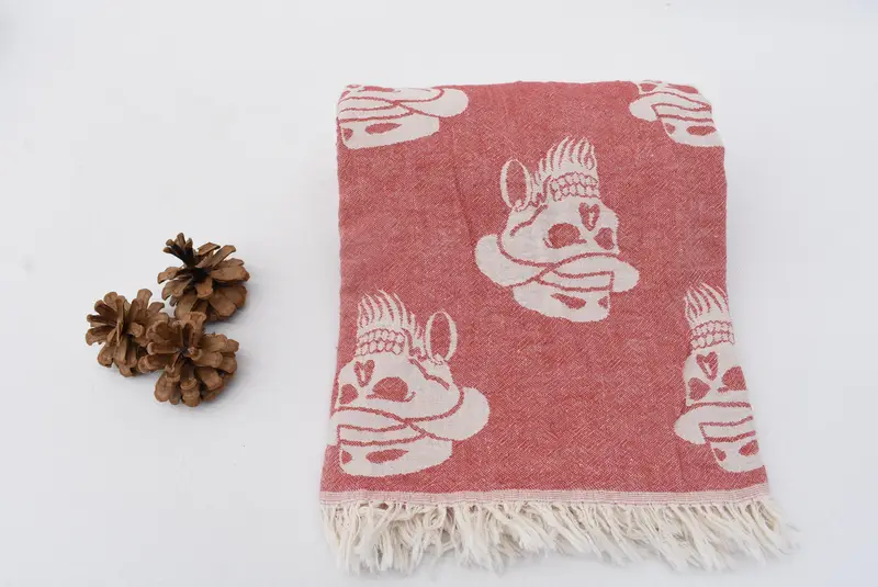 Housewarming Gift, Valentines Day Gift For Him, 70x36 Cotton Skull Patterned Towel, Scarf Towel, Spa Towel, Thin towel, Wedding Gifts Towel