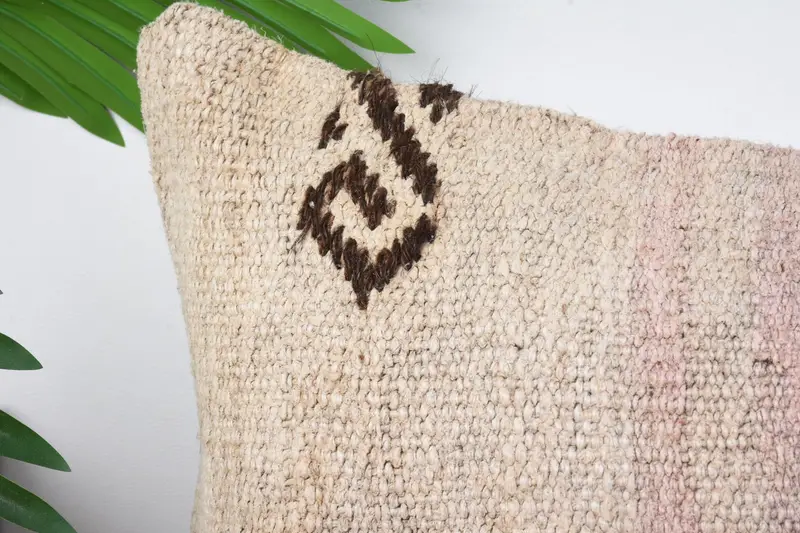 Antique Pillows, Interior Designer Pillow, Neutral Throw Pillow Sham, 12x24 Beige Cushion, Pillow Case, Ethnical Kilim Rug Pillow - 2
