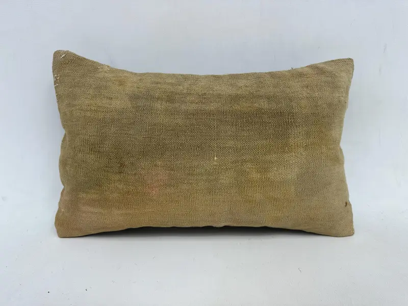 Authentic Pillow Cover, Home Decor Pillow, Vintage Pillow, Turkish Kilim Pillow, Bolster Throw Cushion Case, Pillow Cover, 12x20 Beige Pillow Sham - 1