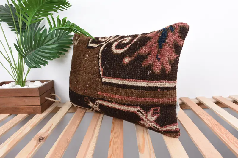 Pillow, Pillow for Sofa, 16x24 Brown Cushion Cover, Lounge Throw Pillow Case, Turkish Kilim Pillow, Kilim Cushion Sham, Tapestry Pillow - 5