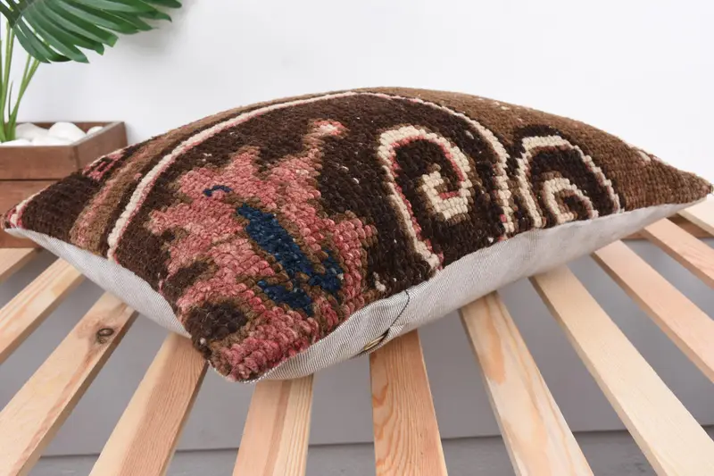 Pillow, Pillow for Sofa, 16x24 Brown Cushion Cover, Lounge Throw Pillow Case, Turkish Kilim Pillow, Kilim Cushion Sham, Tapestry Pillow - 6