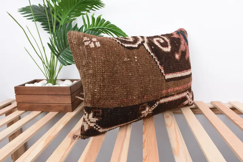 Pillow, Pillow for Sofa, 16x24 Brown Cushion Cover, Lounge Throw Pillow Case, Turkish Kilim Pillow, Kilim Cushion Sham, Tapestry Pillow - 4