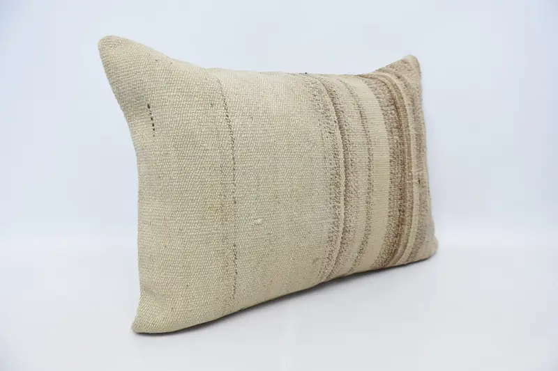 20x28 Beige Cushion Cover, Throw Kilim Pillow, Bench Pillow Case, Custom Pillow Case, Ethnical Kilim Rug Pillow, Pillow Cover, Turkish Pillow - 3
