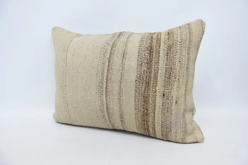 20x28 Beige Cushion Cover, Throw Kilim Pillow, Bench Pillow Case, Custom Pillow Case, Ethnical Kilim Rug Pillow, Pillow Cover, Turkish Pillow - 4