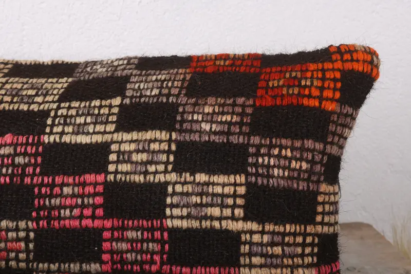Boho Pillow Sham Cover, Pillow, Turkish Kilim Pillow, Boho Chic Cushion Cover, Turkish Pillow, 12x24 Brown Pillow, Handwoven Pillow Cover Cushion - 5