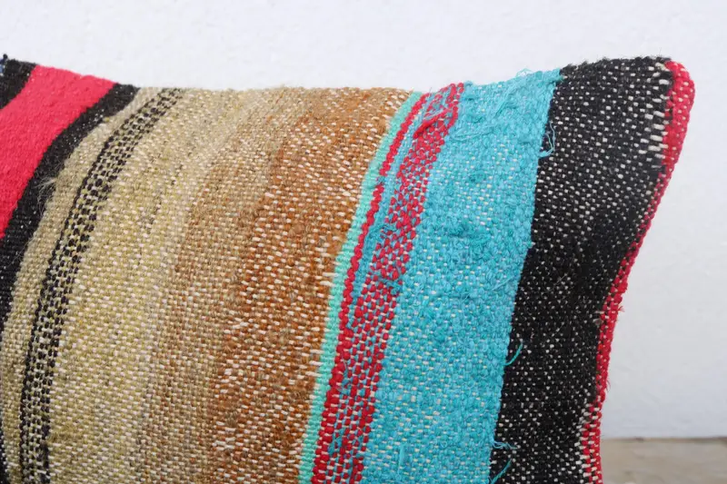 Aztec Cushion, Accent Pillow, Vintage Kilim Throw Pillow, Cushion Cover, Vintage Pillow, Rustic Cushion Case, Kilim Pillow, 12x24 Blue Pillow Cover - 5