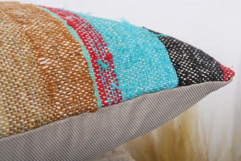 Aztec Cushion, Accent Pillow, Vintage Kilim Throw Pillow, Cushion Cover, Vintage Pillow, Rustic Cushion Case, Kilim Pillow, 12x24 Blue Pillow Cover - 6