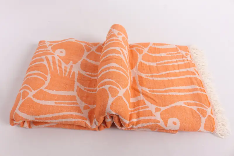 Throw Blanket Couch, Wedding Favors, Anniversary Gift For Her, Turkish Blanket Queen, 70x60 Cotton Fish Design Towel, Decorative Blanket - 6