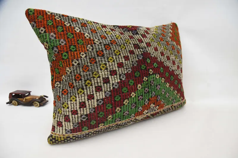 Turkish Kilim Pillow, Pillow Sham, Antique Pillows, 20x28 Red Cushion, Lounge Throw Pillow Case, Bolster Cushion Case, Boho Pillow Sham Cover - 3