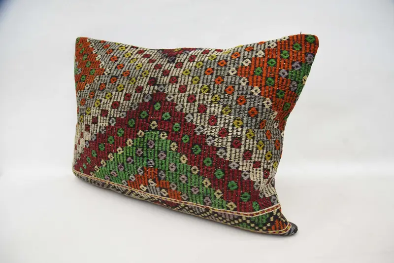Turkish Kilim Pillow, Pillow Sham, Antique Pillows, 20x28 Red Cushion, Lounge Throw Pillow Case, Bolster Cushion Case, Boho Pillow Sham Cover - 5