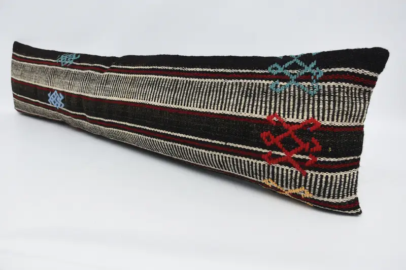Hippie Throw Pillow, Cushion, Kilim Pillow, Seat Cushion Case, Interior Designer Pillow, Turkish Pillow, 12x48 Brown Cushion Cover - 4