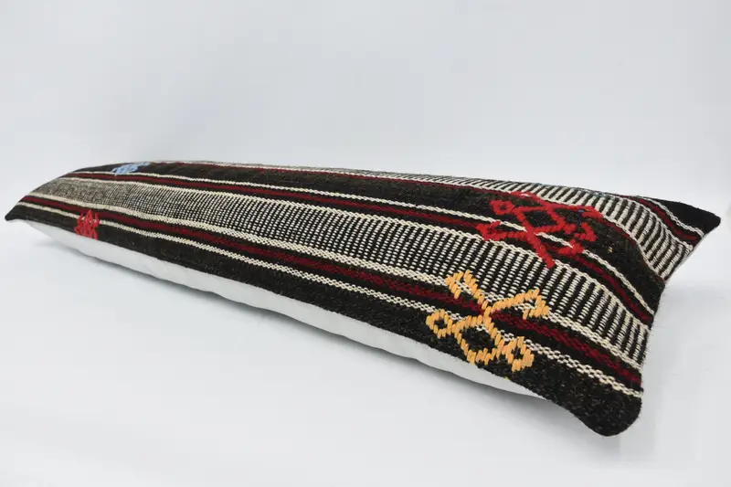 Hippie Throw Pillow, Cushion, Kilim Pillow, Seat Cushion Case, Interior Designer Pillow, Turkish Pillow, 12x48 Brown Cushion Cover - 5