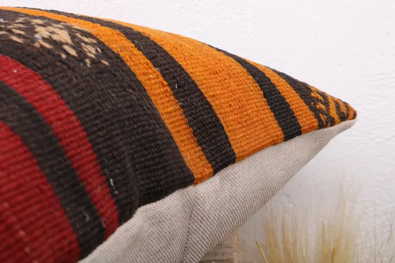 Cushion Case, 18x18 Red Pillow Case, Boho Throw Cushion, Antique Pillows, Kilim Pillow Cover, Vintage Kilim Throw Pillow, Handmade Rug Seat Cushion - 6