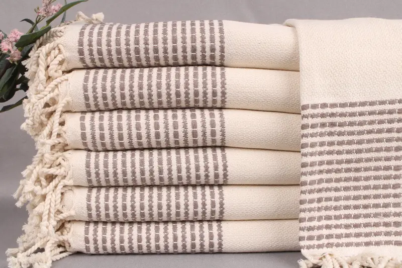 Turkish Towel Personalized Organic Cotton Brown Stripes, 36x69 Inches