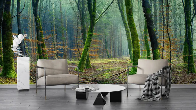 Landscape Wallpaper, Trees Wall Art, Forest Wall Poster, Jungle Wall Painting, Forest Landscape Wall Mural, Nature Wall Paper, - 2