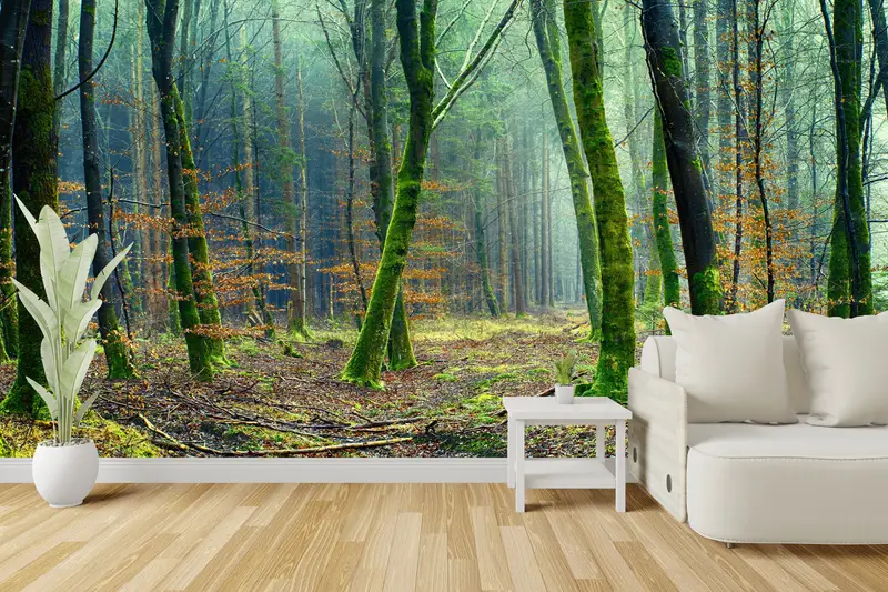 Landscape Wallpaper, Trees Wall Art, Forest Wall Poster, Jungle Wall Painting, Forest Landscape Wall Mural, Nature Wall Paper, - 4