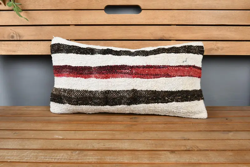 Vintage Kilim Throw Pillow, Cushion, Sofa Cushion Cover, 12x24 White Pillow Sham, Kilim Pillow, Kilim Pillow Cover, Outdoor Patio Cushion Cover - 6