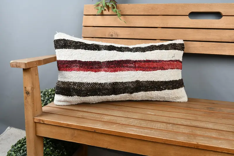 Vintage Kilim Throw Pillow, Cushion, Sofa Cushion Cover, 12x24 White Pillow Sham, Kilim Pillow, Kilim Pillow Cover, Outdoor Patio Cushion Cover - 1