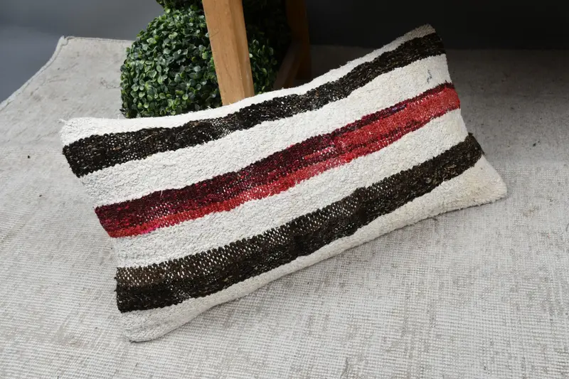 Vintage Kilim Throw Pillow, Cushion, Sofa Cushion Cover, 12x24 White Pillow Sham, Kilim Pillow, Kilim Pillow Cover, Outdoor Patio Cushion Cover - 7