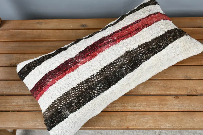 Vintage Kilim Throw Pillow, Cushion, Sofa Cushion Cover, 12x24 White Pillow Sham, Kilim Pillow, Kilim Pillow Cover, Outdoor Patio Cushion Cover - 2