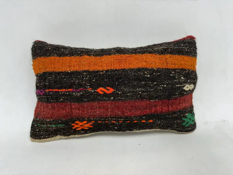 Retro -Kissengehäuse, Vintage -Kissen, Terrassenkissenschein, antike Kissen, Kissenbezug, 12x20 Rote Kissen, Kilimkissen werfen - 1